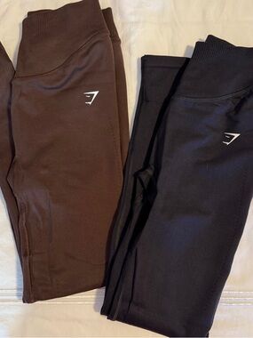TWO PAIR Gymshark High-Waist Leggings in Brown and Black